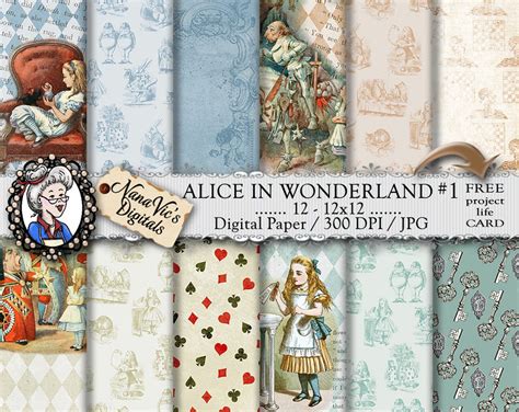 Alice In Wonderland Digital Paper Pack