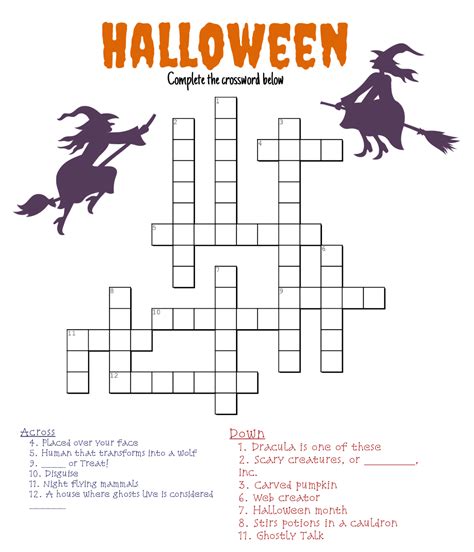 Click print at the top of the puzzle board to play the crossword with pen and paper. 6 Best Images of Free Printable Halloween Crossword Maz ...