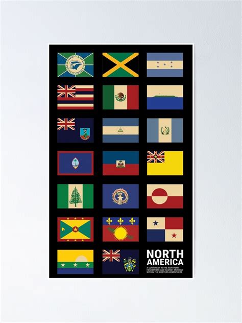 North America Country Flags Set Poster For Sale By Kewaleetee Redbubble