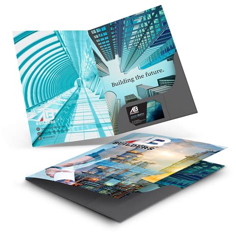 Promotional Presentation Folder With Business Card Holder A4 Custom