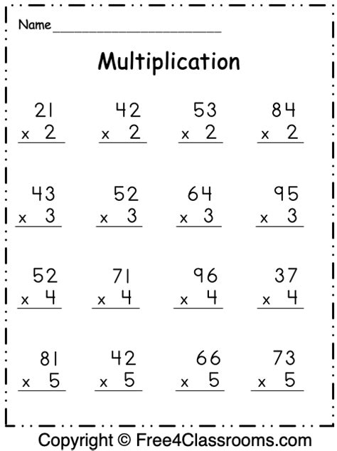 Super Teacher Worksheets Multiplying 2-digit By 1-digit Numbers
