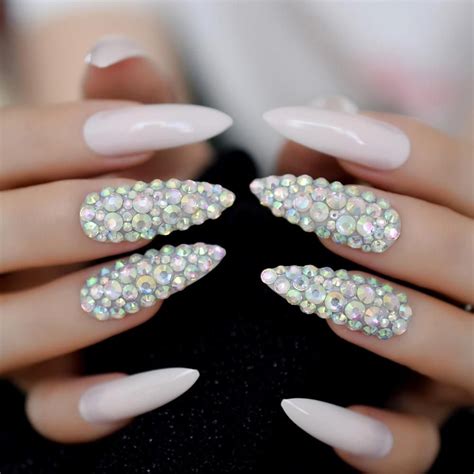 Extra Long Bling Stiletto Nails Fake Nail Store Bling Stiletto Nails