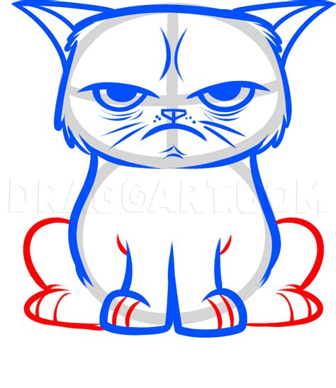 How To Draw The Grumpy Cat Tard The Grumpy Cat Coloring Page Trace