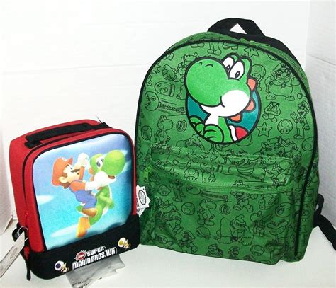 Nwt Full Size Super Mario Bros Backpack And Lunch Box Nintendo Yoshi Book