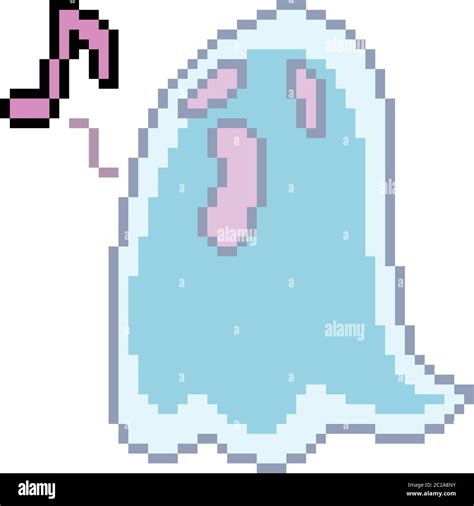 Vector Pixel Art Halloween Ghost Isolated Cartoon Stock Vector Image