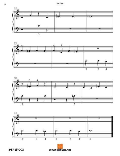 Fur Elise Sheet Music For Beginners