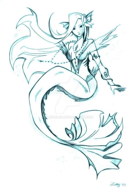 Mermaid By Alexiel99 On Deviantart Mermaid Sketch Mermaid Artwork