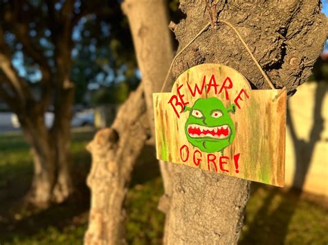 Shrek Sign Replica Beware Ogre Handmade Custom Sign Garden Sign Wood
