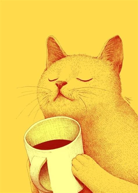 Kittyandcoffee Illustration Kattenillustraties Illustratie Dieren Katten