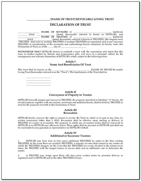 Free Revocable Living Trust Forms California Form Resume Examples