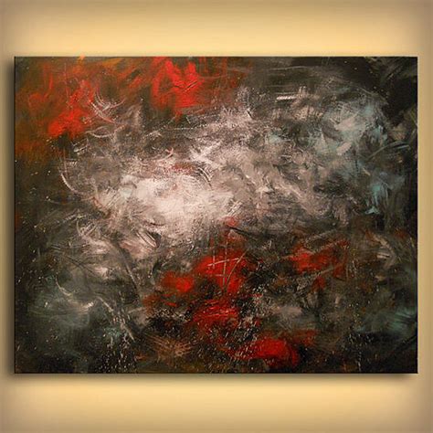Buy Art Oil Painting Abstract Painting Palette Knife Contemporary Black And White Gray Red