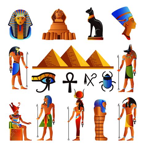 pharaoh ancient egypt vector design images egypt ancient culture symbols and icons set
