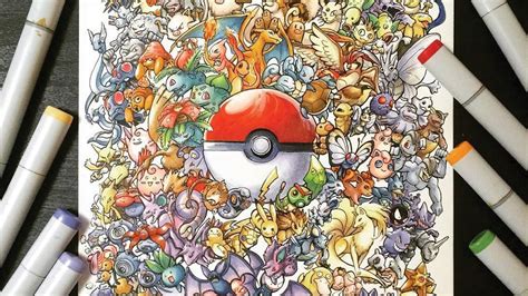 Drawing And Painting All 151 Pokemons Youtube