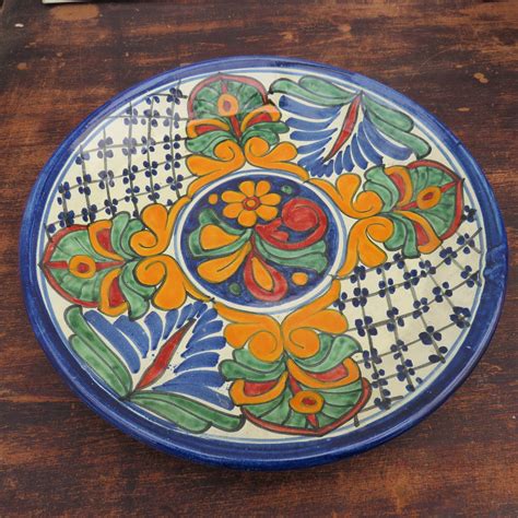 Decorative Mexican Hand Painted Ceramic Wall Plate 295 Cm Talavera