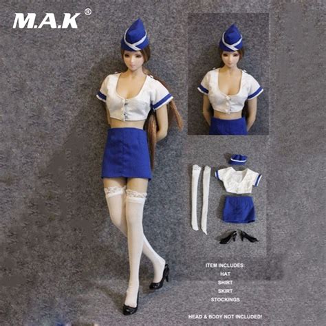 16 Scale Sexy Female Flight Attendant Clothes Uniforms Model For 12