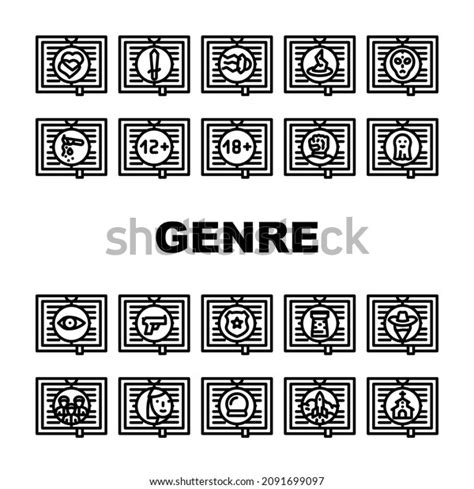 Literary Genre Categories Classes Icons Set Stock Vector Royalty Free