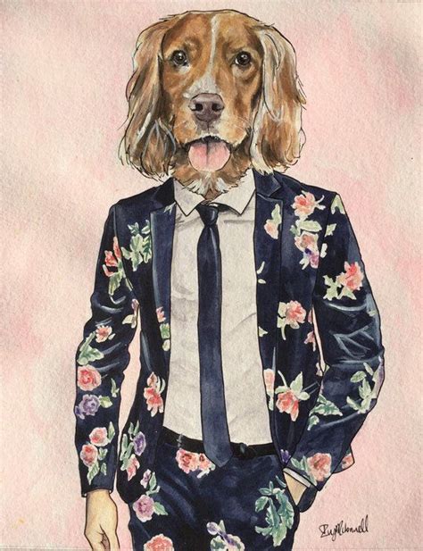 Custom Watercolor Dog Painting In Clothes Etsy Artist Creates Custom