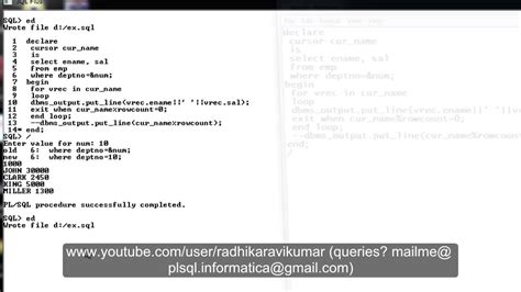 Plsql Cursors Using For Loop Youtube