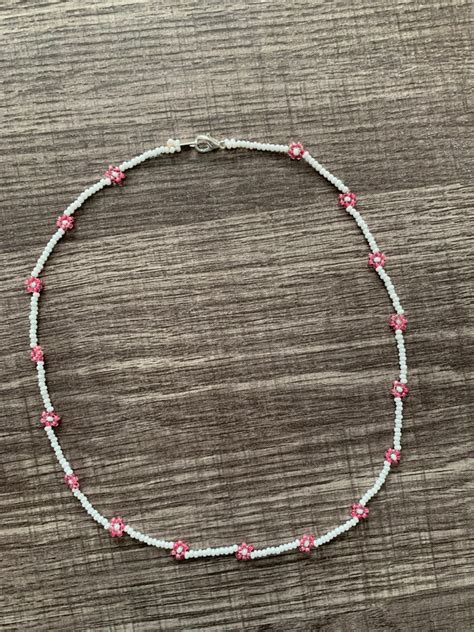 Daisy Flower Seed Bead Necklace Colorful Dainty Jewelry Choker Etsy