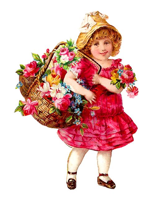 Antique Images Victorian Girls Free Images Flower Basket