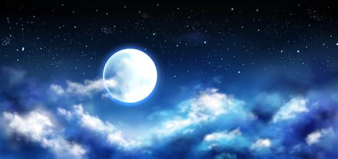 Pleine Lune Dans Le Ciel Nocturne Avec Scène Détoiles Et De Nuages