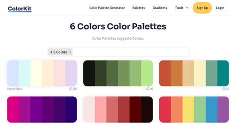 6 Colors Color Palettes Colorkit