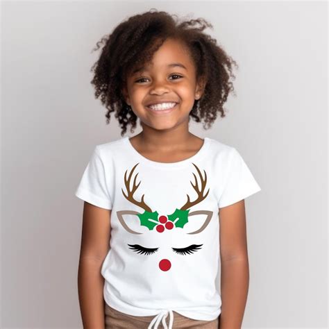 Girls Reindeer Christmas T Shirt Girls Long Sleeve Christmas T Shirt