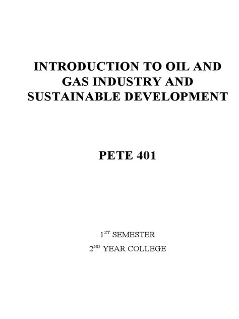 Introduction To Oil And Gas Industry And Sustainable Development Pdf