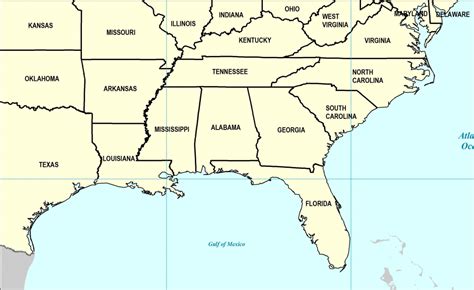 Us Map Southeast Printable Map Of Se Usa 1 New United States Map