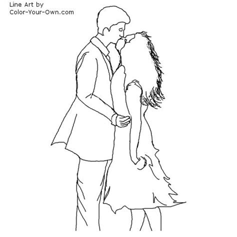 Kissing Couples Colour Colouring Pages