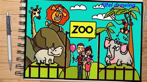 zoo drawing | How to draw zoo step by step | Draw a zoo | drawing of
