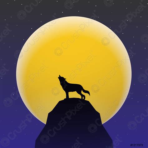 Wolf Howling In Front Of Super Moon Stock Vector 1217373 Crushpixel