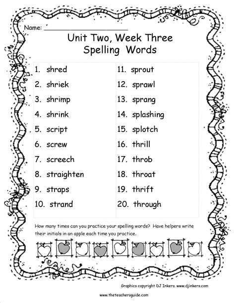 Th Grade Spelling Word
