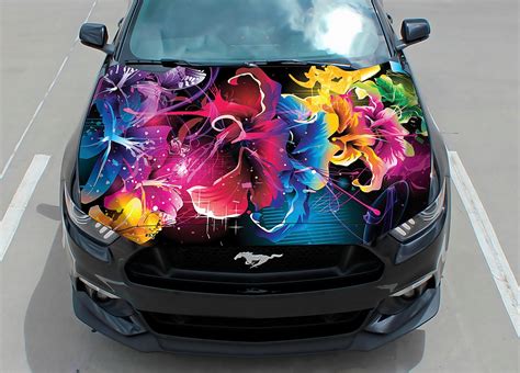 Car Hood Decal Vinyl Sticker Graphic Wrap Decal Flower Etsy