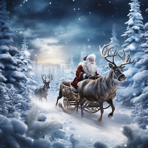 Santa And Reindeer In Snow Free Stock Photo Public Domain Pictures