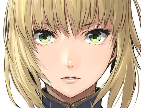 Green Eyes Blonde Face Anime Anime Girls Fate Series