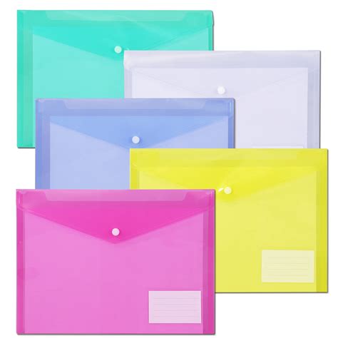 Buy File Folders,Plastic Envelope Folder with Snap Closure,US Letter A4