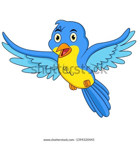 Happy Blue Bird Cartoon Flying Stock Vector Royalty Free 1394320445