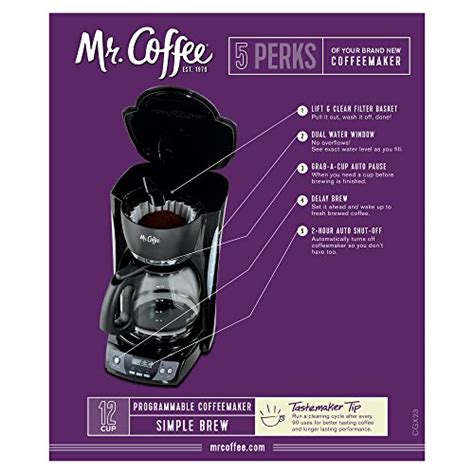 Mr Coffee Simple Brew 12 Cup Programmable Coffee Maker Black The