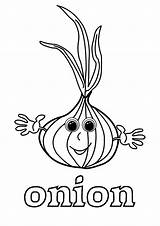 Onion Coloring Onions Cartoon Vegetables English Printable Carrot Tomato Cucumber Potato Pepper Coloringbay Vegetable Song sketch template
