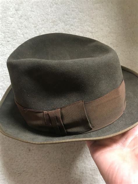 Vintage 1950s John B Stetson Royal De Luxe Gray Fedora Hat Size 7 18