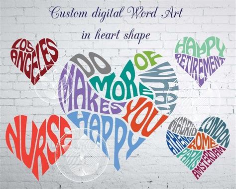 I Will Make A Custom Digital Word Art Design In A Heart Shape Etsy