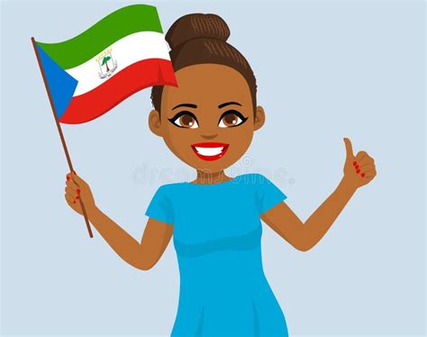 Equatoguinean Woman Holding Flag Stock Vector Illustration Of Africa