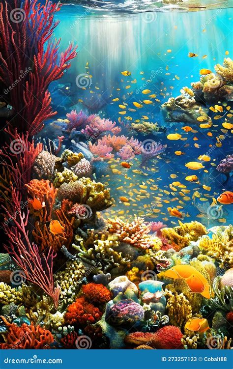 Coral Reef Underwater Illustration Beautiful Undersea Coral Reef