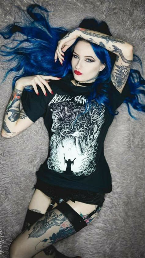 Pin By Darrell Armstrong On Blue Astrid Black Metal Girl Tattooed Girls Models Gothic Girls