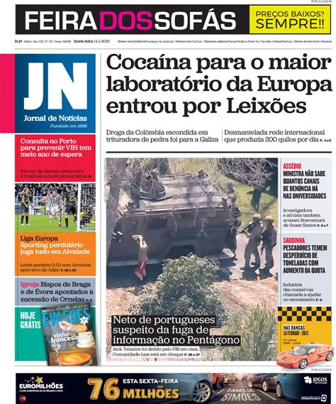 Capa Jornal De Notícias 14 Abril 2023 Capasjornaispt