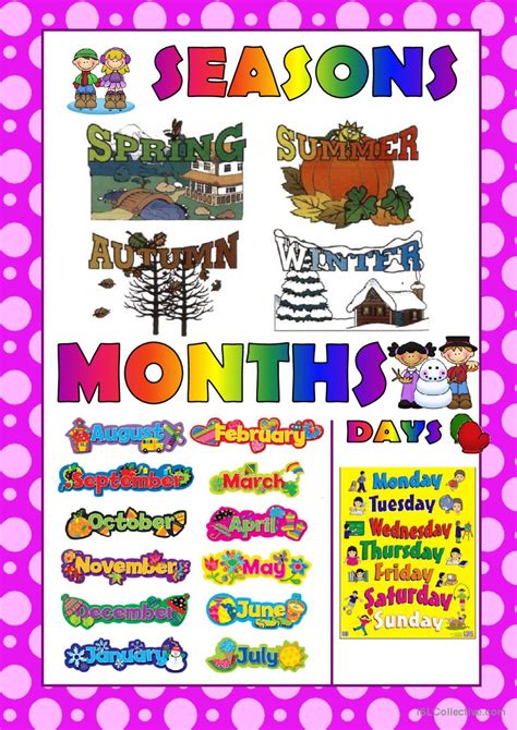 Seasons Months And Days Poster Vo English Esl Worksheets Pdf And Doc