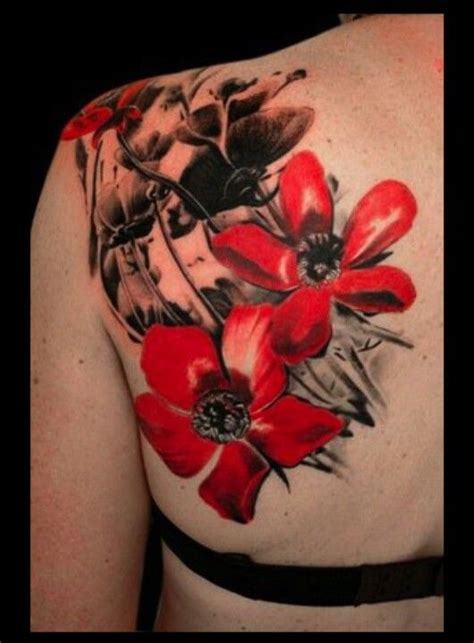 Pretty Red Flower Tattoo Red Flower Tattoos Trash Polka Trash Polka