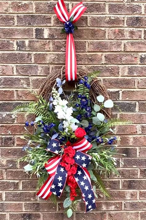 4th Of July Grapevine Wreath Patriotic Wall Decorations July Etsy