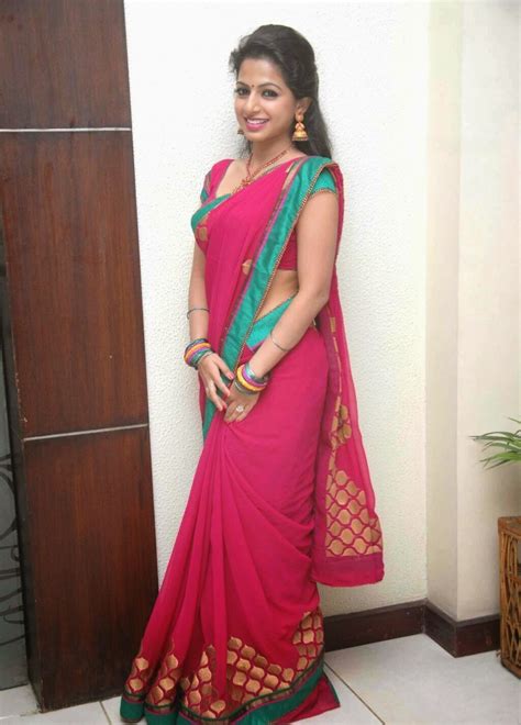Actress Akshara Menon In Pink Saree Stylish Designer Sareeslehengas